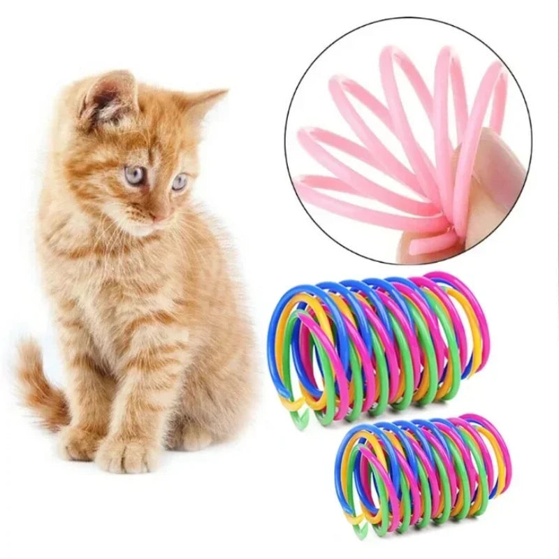 4-24pcs Kitten Coil Spiral Springs Cat Toys Interactive Gauge Cat Spring Toy Colorful Springs Cat Pet Toy Pet Products Oasis Select