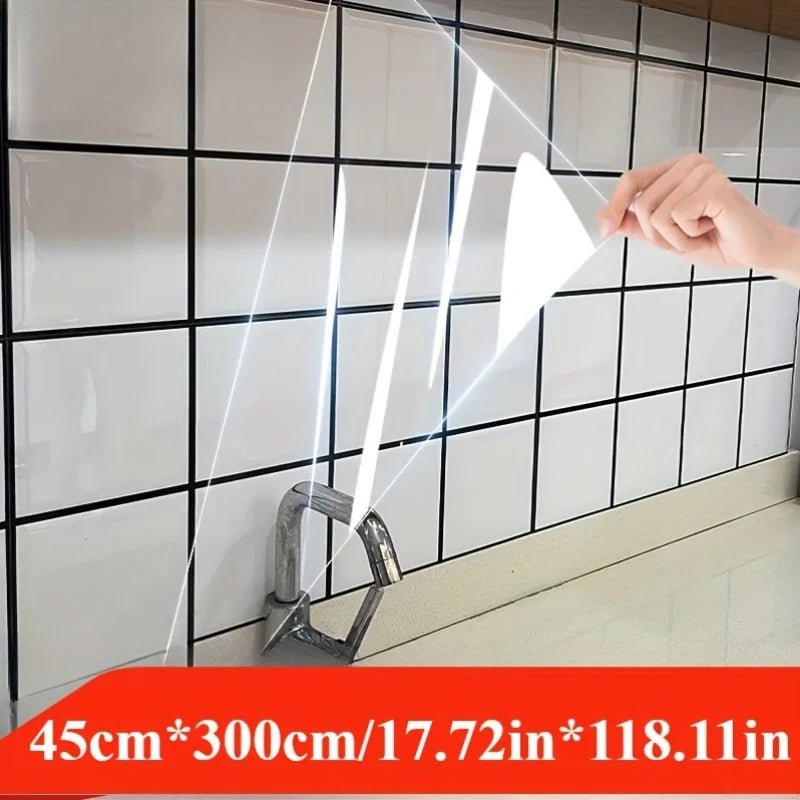 2 rolls Wall Protective Film Transparent Electrostatic Adsorption Oil-proof Waterproof Heat Resistant Wall Cabinet Decoration Oasis Select 2 rolls