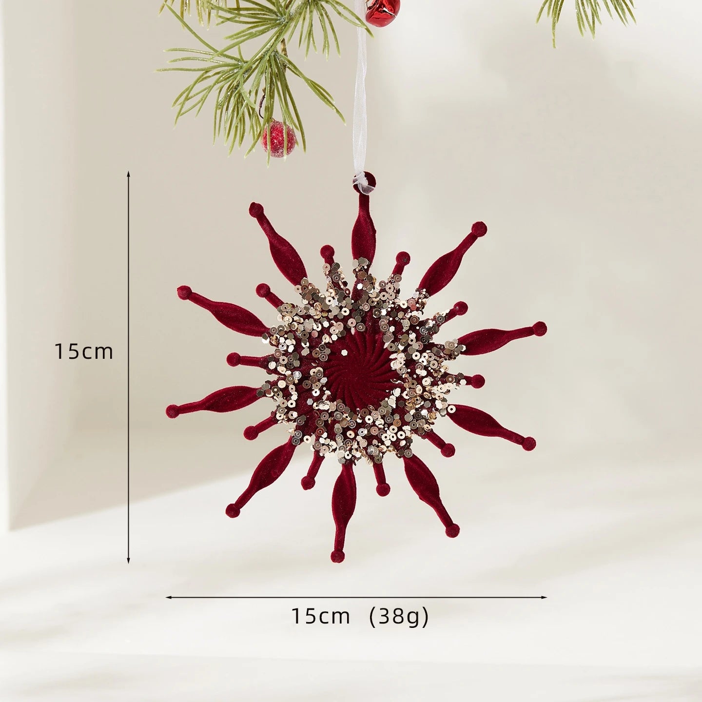 Nordic Christmas Decorations Flocked Burgundy Hanging Ornaments Christmas Tree Decorations Holiday Decor Oasis Select Style 1