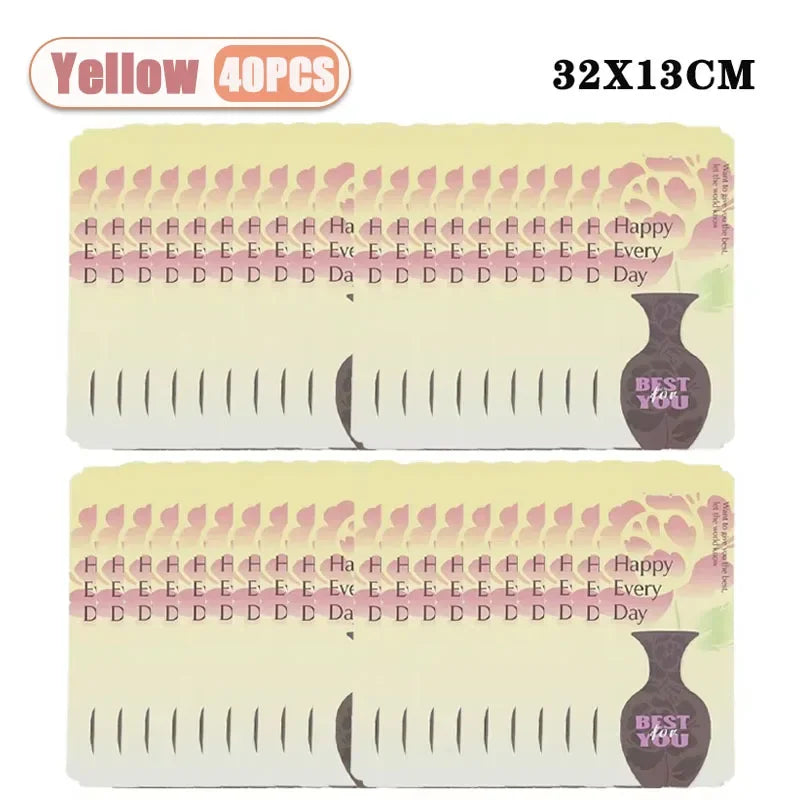 Simple Elegant Valentine Flower Bouquet Box Foldable Handheld Design Easy Carry Gift for Home Party Wedding Celebration Romance Oasis Select Yellow-40PCS