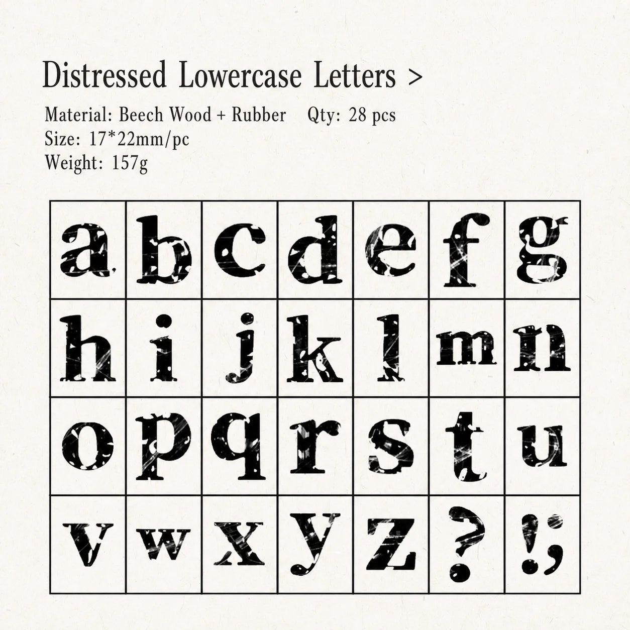 Vintage Broken Style Wooden Rubber Stamp Set – Letters & Numbers