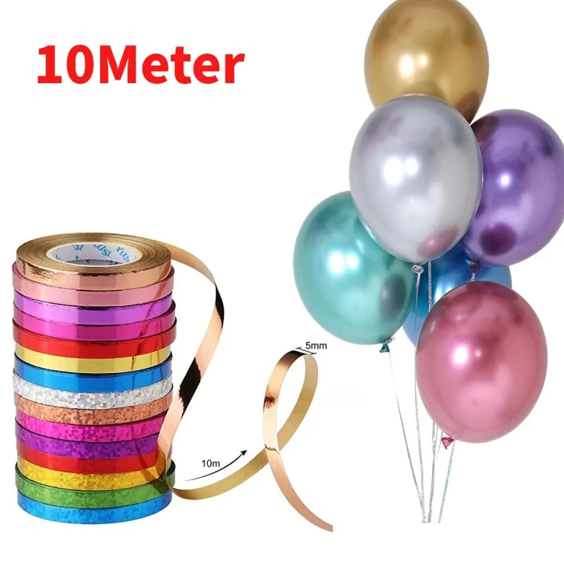 10Meter/Rolls 5mm Balloon Ribbon Party Birthday Wedding Accessorie Laser Balloon Chain Satin Ribbons Crafts DIY Party Supplies Oasis Select