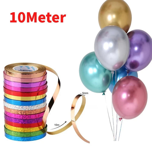 10Meter/Rolls 5mm Balloon Ribbon Party Birthday Wedding Accessorie Laser Balloon Chain Satin Ribbons Crafts DIY Party Supplies Oasis Select
