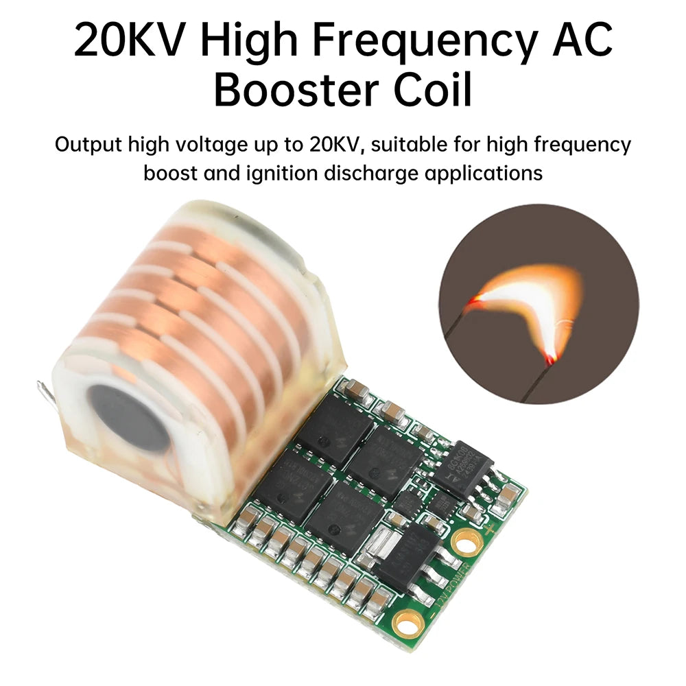 DC 9-12V to AC 20KV High Frequency AC Booster Coil High Voltage Ignition Module 12V Low Heat Arc for 10 Minutes 70W Oasis Select