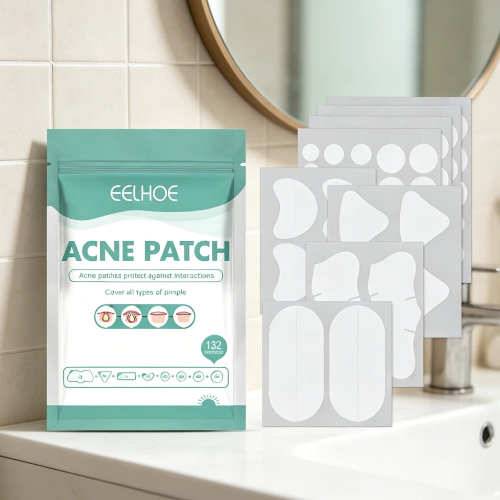 EELHOE 132-Pack Hydrocolloid Acne Patches – Invisible Pimple Fix Acne Patch Oasis Select