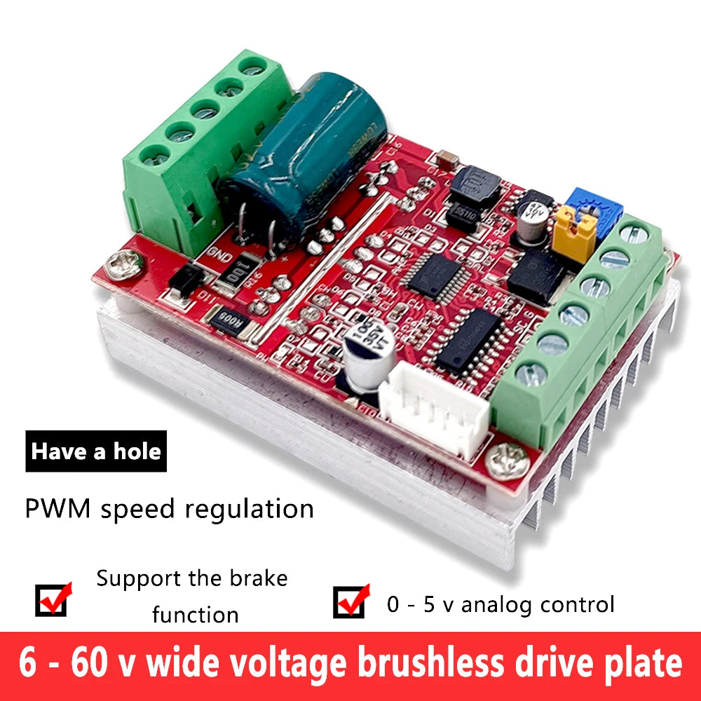 DC 6-60V 400W BLDC Three Phase DC Brushless Motor Controller PWM Hall Motor Driver Control Board Motor Speed Controller Oasis Select