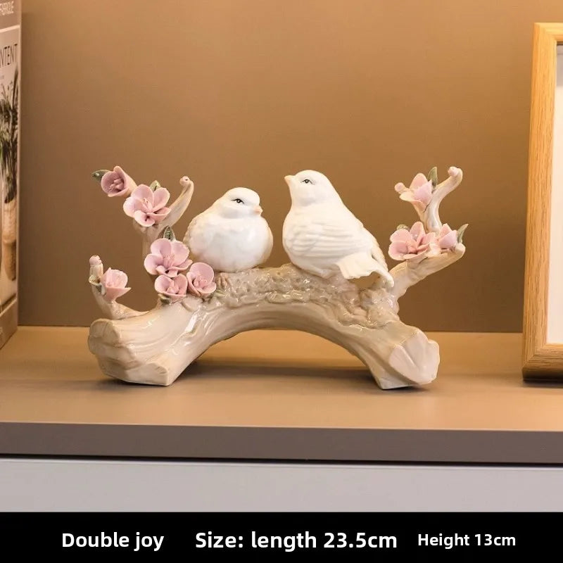 Modern Ceramic Bird Ornament Home Living Room Wine Cabinet Soft Decoration European Room Desktop Ornament Oasis Select B