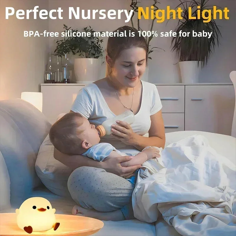 DoDo Duck Night Light, Cute Duck Lamp, Rechargeable Dimmable Nightlight, Silicone LED Bedside Lamp Nursery Touch-Sensitive Oasis Select