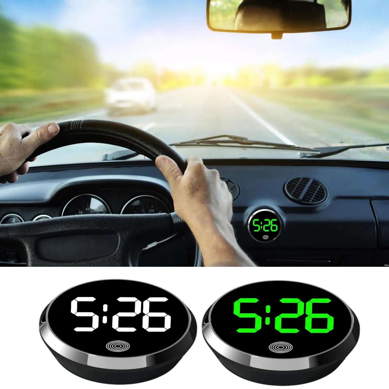 Car Clock Mini Clock Digital Touch-Control Light Watch with LED Display Vehicle Dashboard Decoration Clock Ornaments Accessories Oasis Select