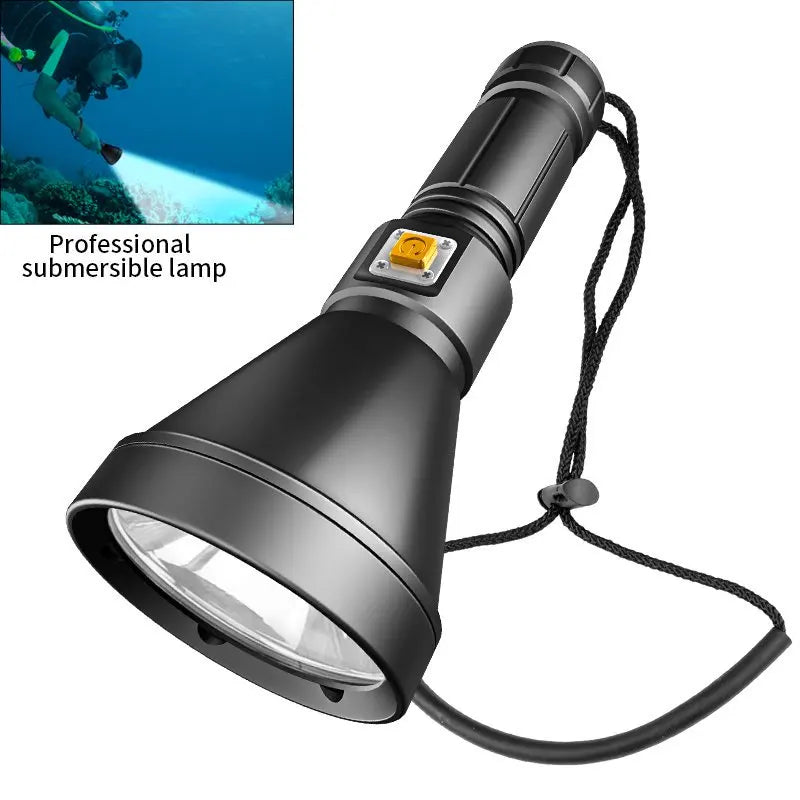 Professional Diving Flashlight IPX8 Waterproof Submersible LED Flashlight Underwater Torch for Scuba Diving, Snorkeling Fishing Oasis Select 1 pack Without Battery