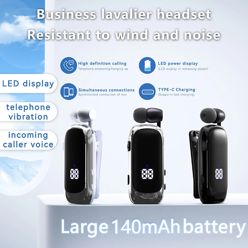 K88 Lavalier Business Bluetooth 5.4 Headphone Talk/Music Time 20 Hours, LED Digital Display,Noice Cancelling Wireless Earphones Oasis Select
