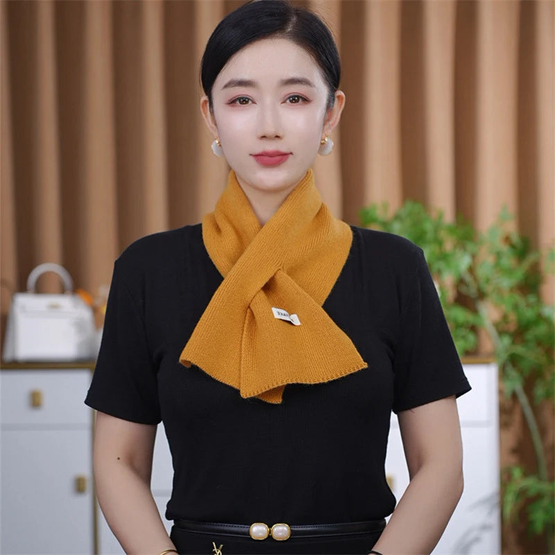 Women's Winter Knit Crossover Scarf – Warm Neck Collar