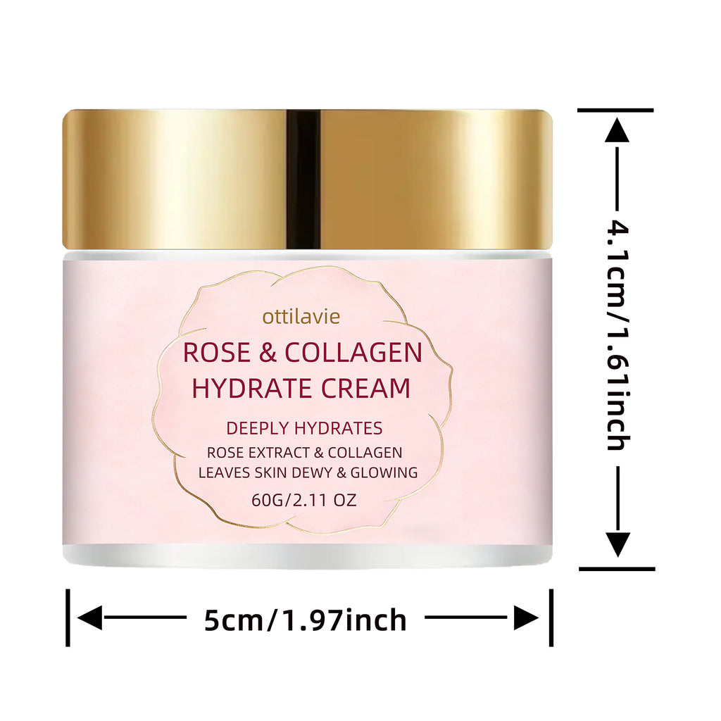Ottilavie Rose Collagen Hydrate Cream – Plumping & Hydrating Facial Moisturizer, for All Skin Types, Ideal, for Morning & Night Oasis Select 60g