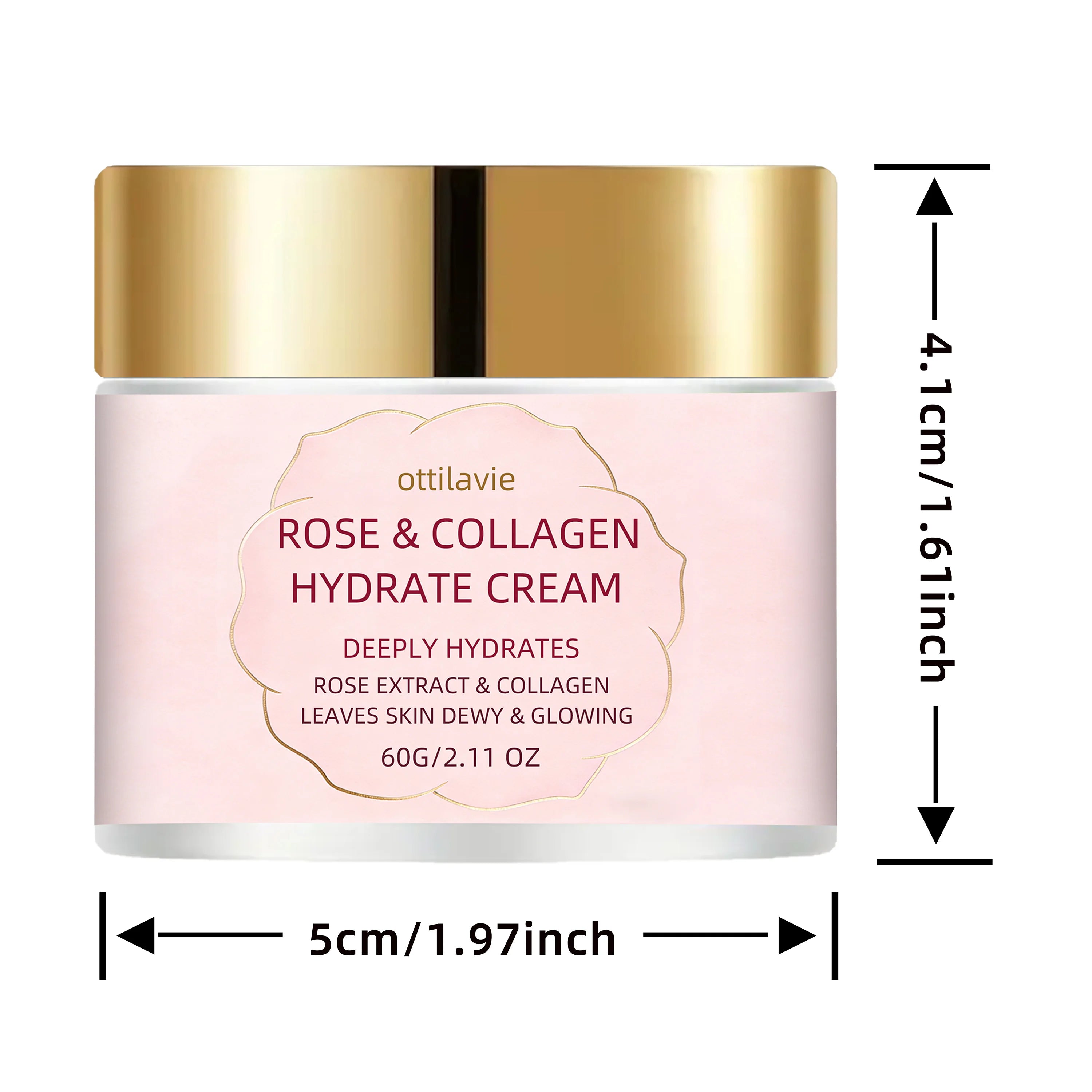 Ottilavie Rose Collagen Hydrate Cream – Plumping & Hydrating Facial Moisturizer, for All Skin Types, Ideal, for Morning & Night Oasis Select 60g