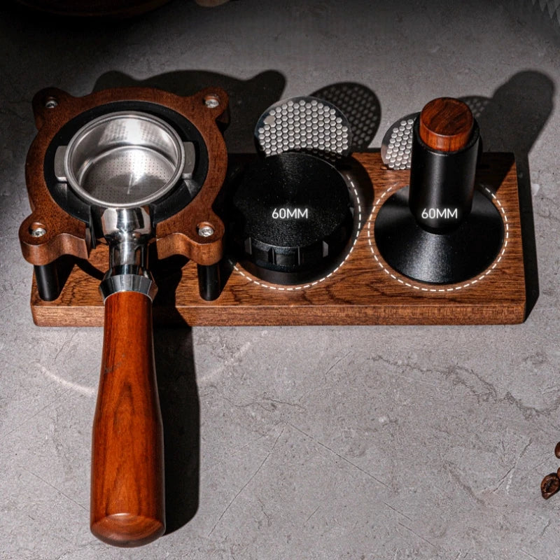 Premium Wood Coffee Tamper Mat Station Stand Portafilter Holder Filter Screen Holder Espresso Tamping Storage Rack 51/53/58mm Oasis Select