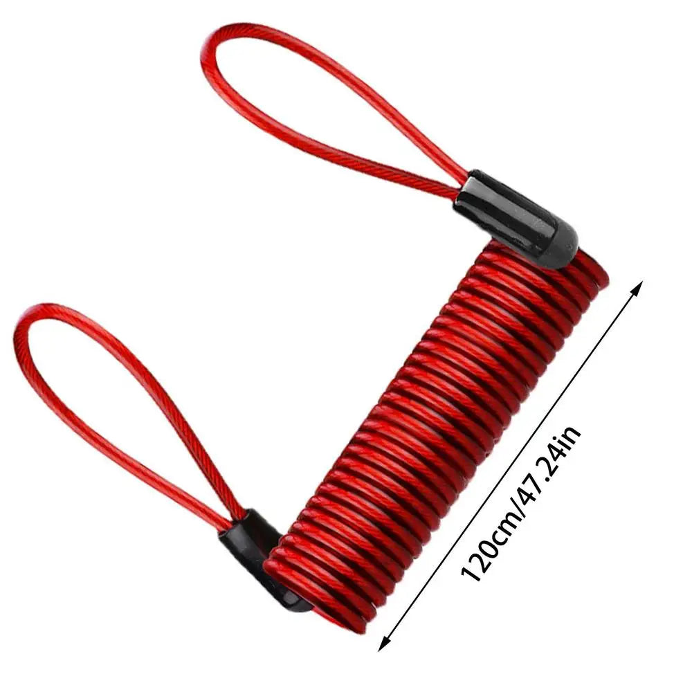 Lock Reminder Cable Disc Lock Cable For Antitheft Protection Security Steel Wire Spring Reminder Rope For Motorbike Helmets Lock Oasis Select Red