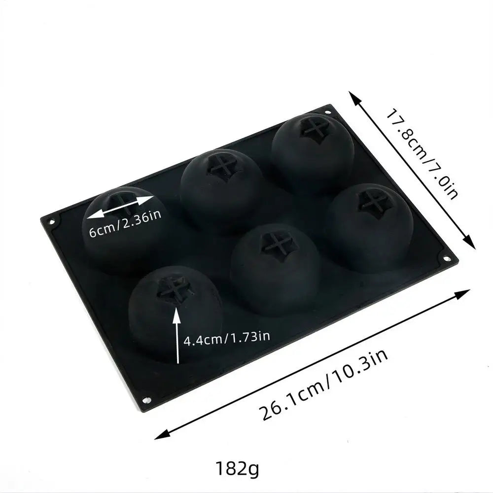 Silicone Baking Mold 6-Cavity Blueberry Food-Grade Heat Resistant Blueberry Shaped Silicone Baking Pan for Chocolate Cookie Oasis Select Black