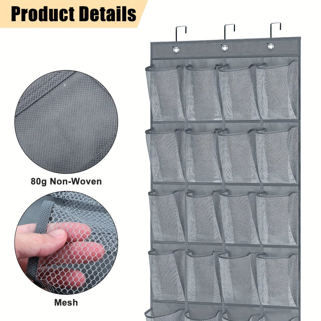 28 Pockets Over The Door Rack Large Mesh Pockets Hanging Shoe Organizer for Closet Hanging Shoe Rack Holder Hanger Storage Bag Oasis Select