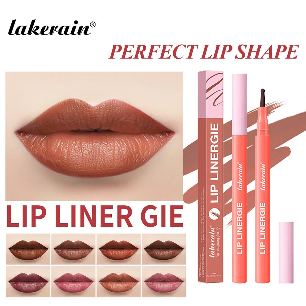 Lakerain Lip Liner Flexible Ballpoint Felt Tip Waterproof No Transfer & Smudges Long Lasting Lip Liner Stain 8 Color Lips Makeup Oasis Select