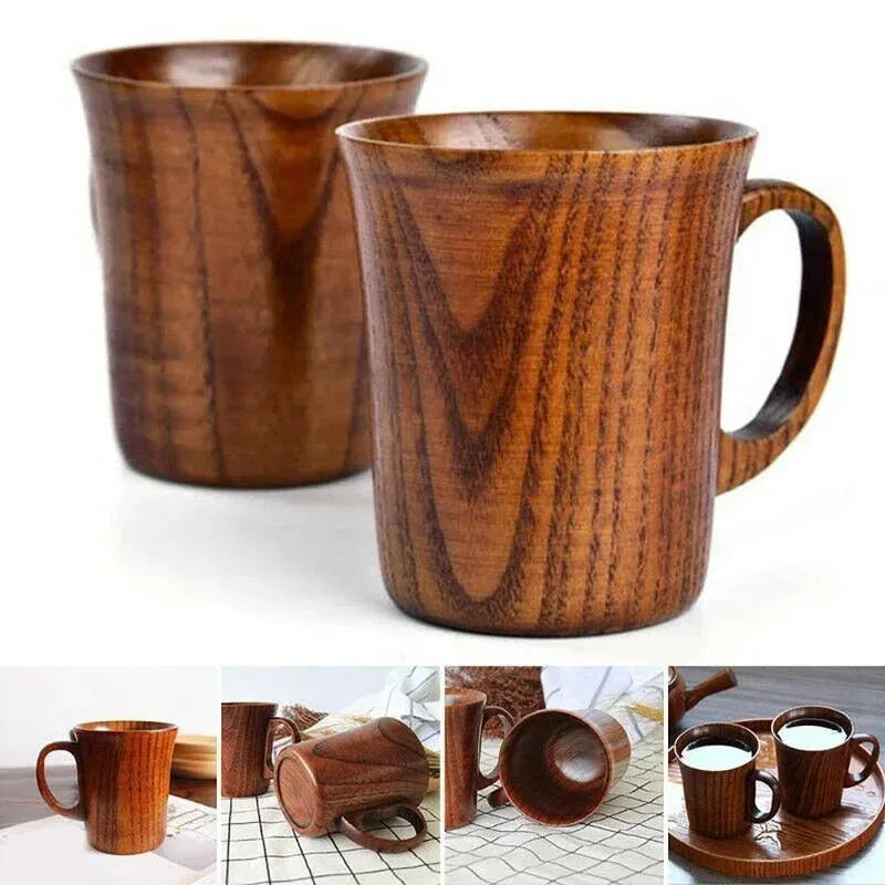 Wood Cup Mug Beer Coffee Tea Juice Milk Mug Tankard Handcrafted for Camping Picnic Home Office Party Home Accessories Oasis Select 201-300ml