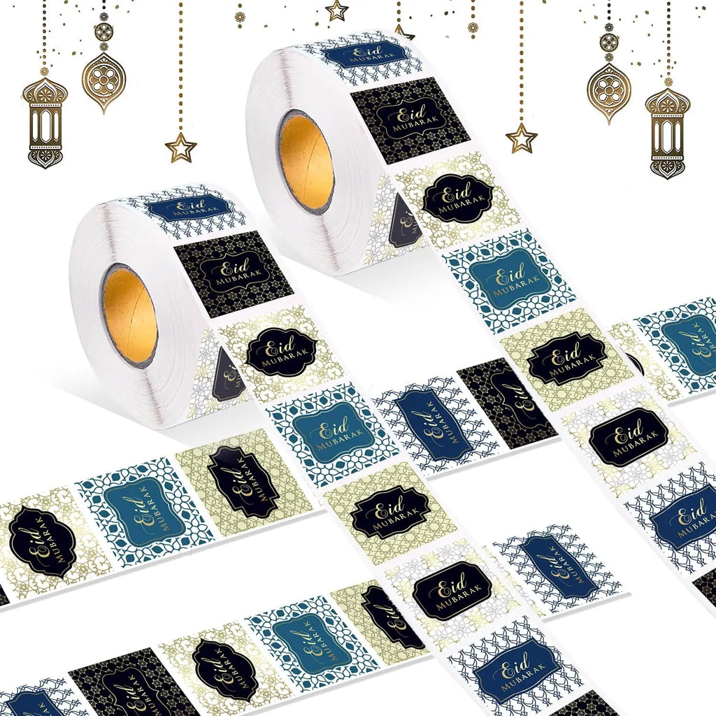 500PCS Eid Mubarak Stickers – Ramadan Self-Adhesive Labels