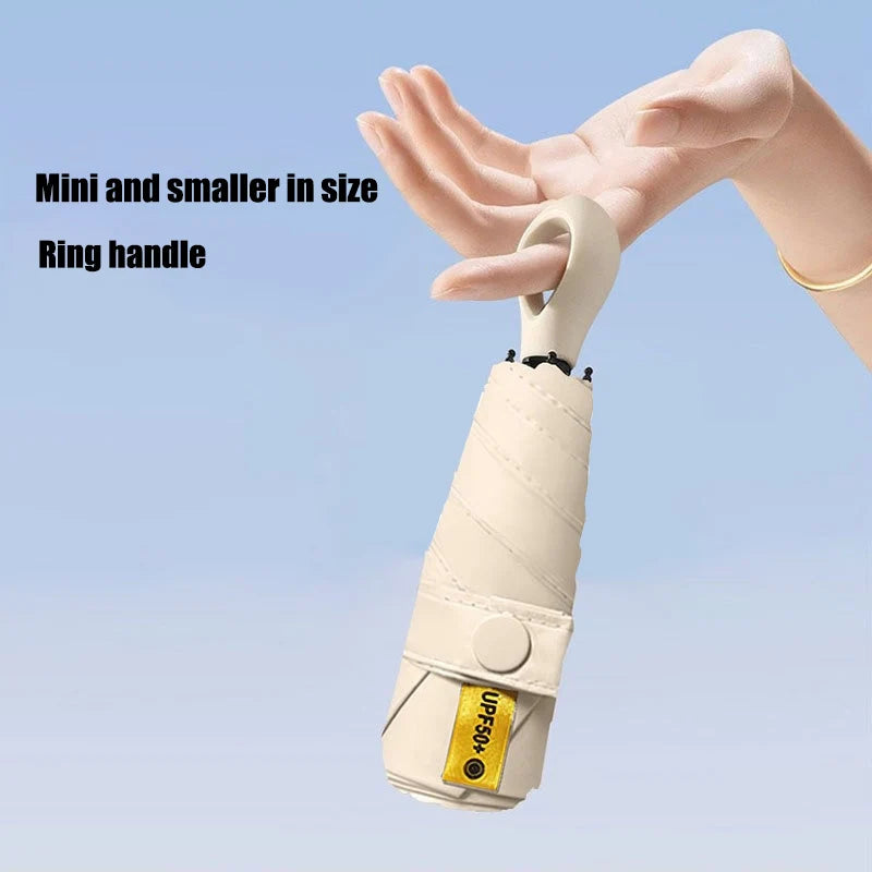 Portable Five Fold Umbrella With Hollow Out Handle For Both Rain Sunshine Umbrella Sun Protection UV Protection Sun Umbrella Oasis Select