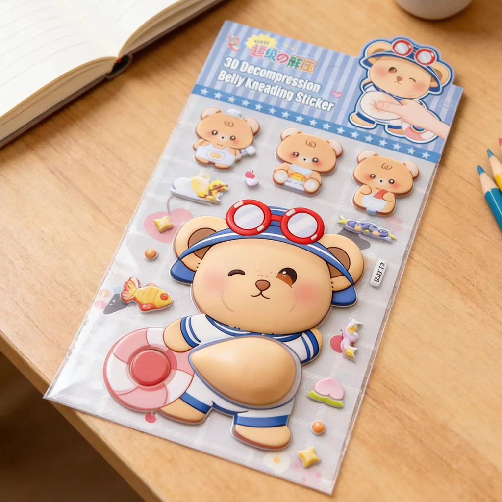 Squishy Stickers Cartoon Soft Cute Belly Pinching and Relaxation Stickers Rabbit Animal Panda Furong Skin 3D Stickers kids Gift Oasis Select