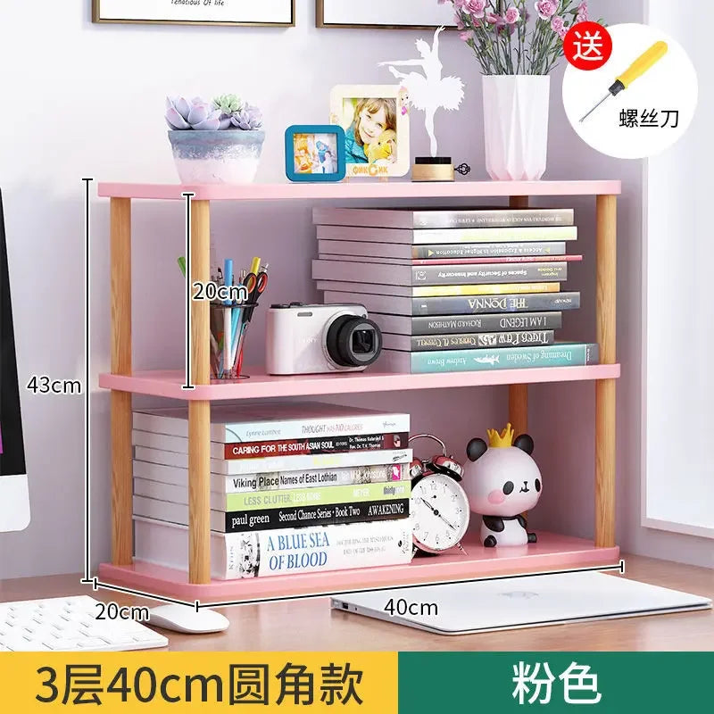 Minimalist Wooden Desktop Bookshelf | Multi-Layer Desk Organizer