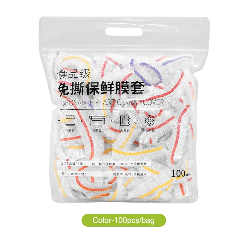 Reusable Disposable Elastic Food Lids Plastic Wrap Durable Plate Covers for Bowls Kitchen Food Saver Bag Oasis Select B