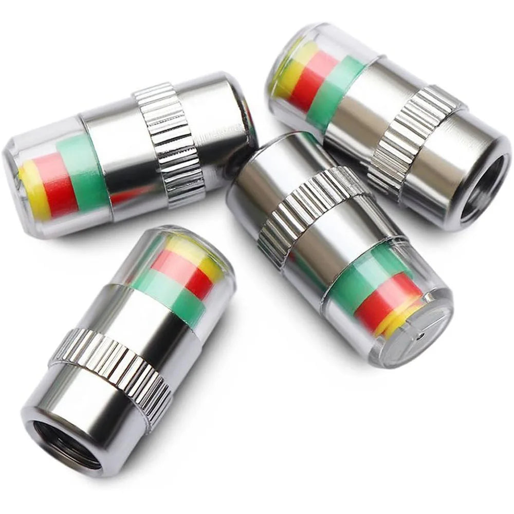 4Pcs 2.2Bar 32-to-35 PSI Car Tire Pressure Monitor Valve Stem Caps 2.4Bar 36PSI Sensor Indicator Easy to Read 3 Color Eye Alert Oasis Select 2.2Bar 32PSI