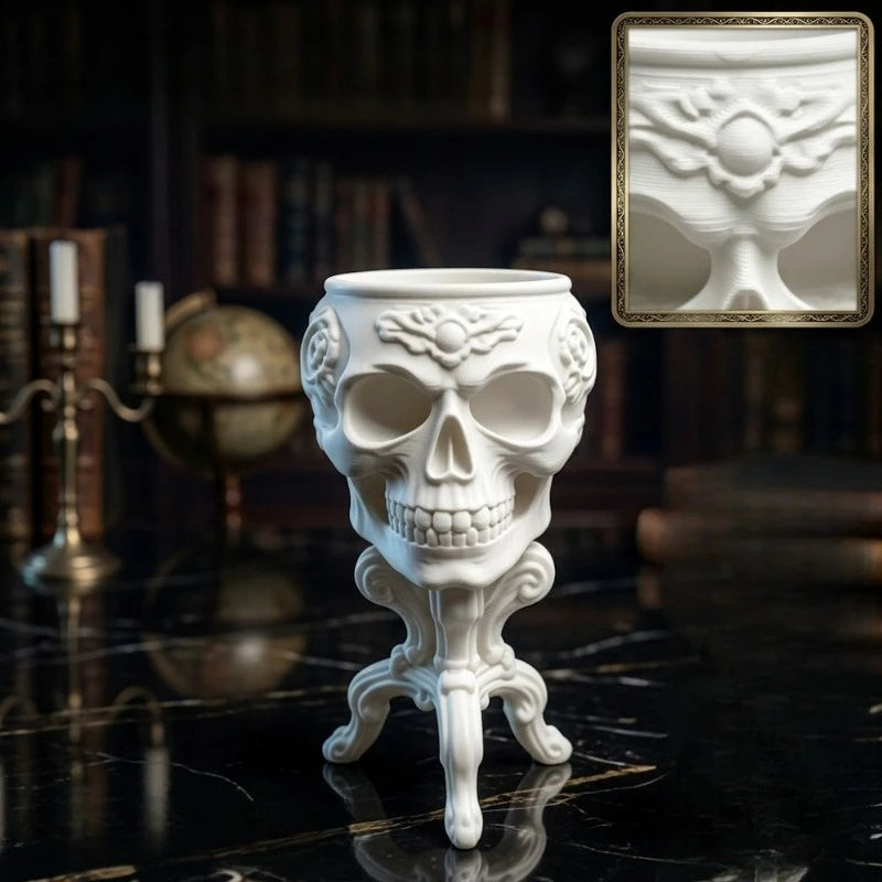 1:12 Scale Gothic Skull Mini Planter 3D Printed Ornate Rococo Stand Micro Flower Pots Handicraft Ornaments Dollhouse Decor Gifts Oasis Select Skeleton pot 2