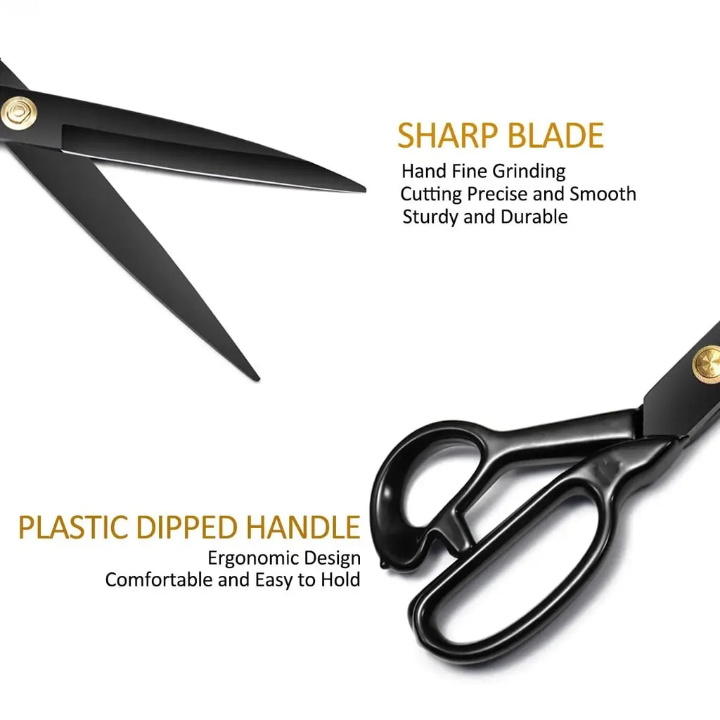 8 Inch Black Blade Tailor Scissors with Sheath, Professional Fabric Sewing Shears for Cloth Leather Cutting Oasis Select