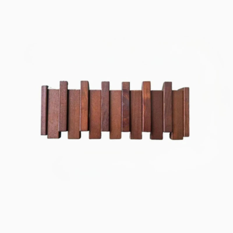 A Wooden Coat Rack with 4/6 Hooks, Featuring a Wall-mounted Piano Key Design and Foldable Hooks,Multifunctional Household Hook Oasis Select 6 hooks