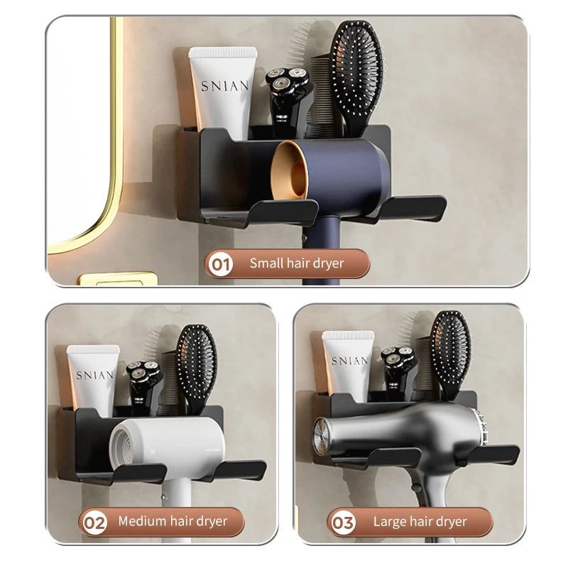Hair Dryer Holder Wall Mounted Wall Dryer Cradle white black greyHairdryer Blow Dryer Organizer for Bathroom Bathroom Shelves Oasis Select
