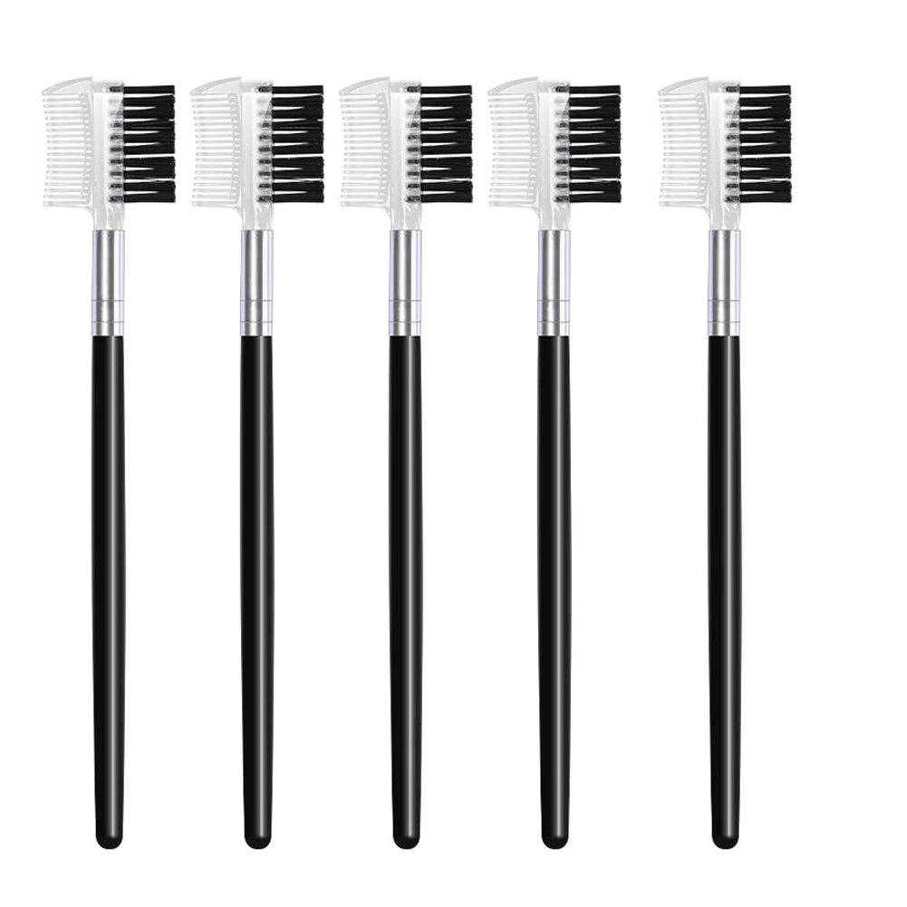 Dual-Headed Eyebrow & Lash Comb Brush – 2-in-1 Beauty Tool Brow & Lash Brush Oasis Select black-5pcs