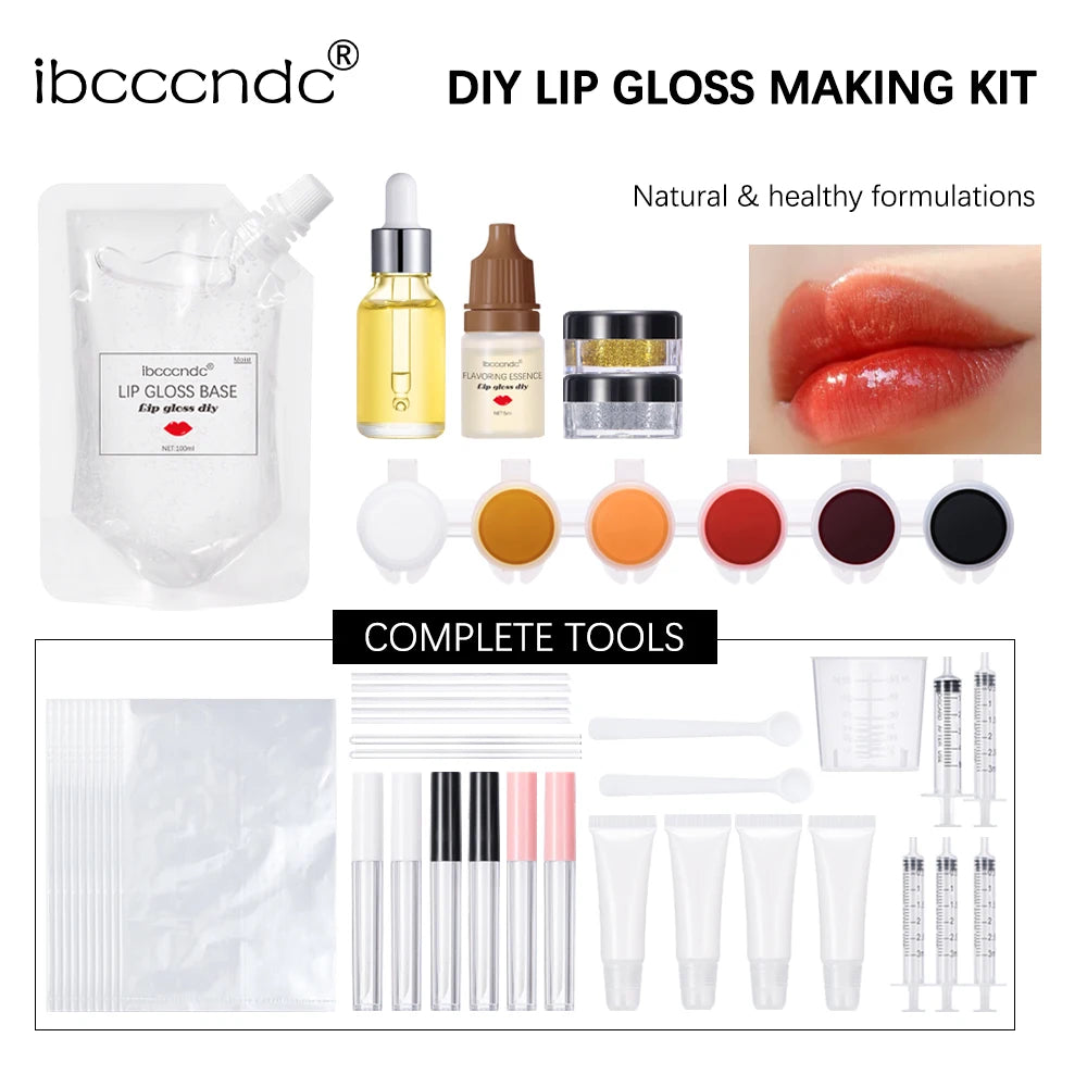 Handmade DIY Lip Gloss Kit Moisturizing Clear Lip Gloss Base Gel With Lipgloss Tubes Pigment Powder Glitter Flavor Essence Oils Oasis Select as shown