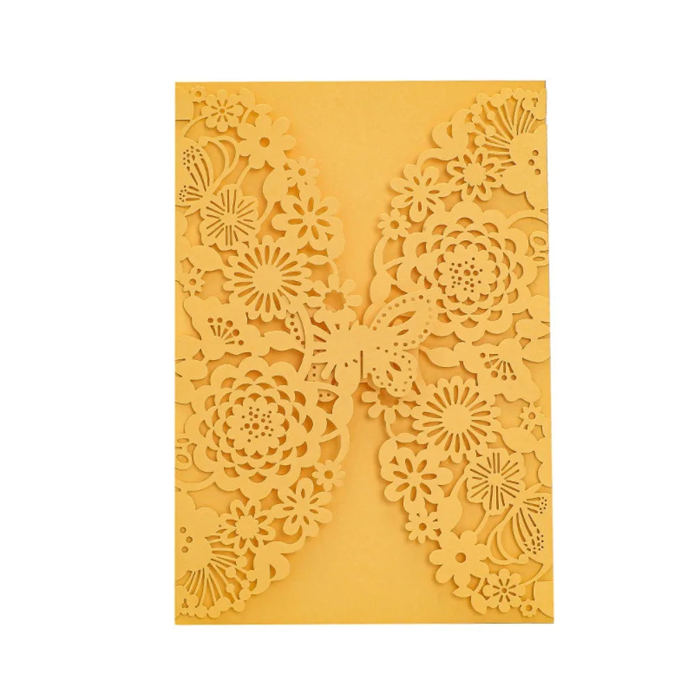 50pcs Laser Cut Hollow Floral Wedding Invitation Cards