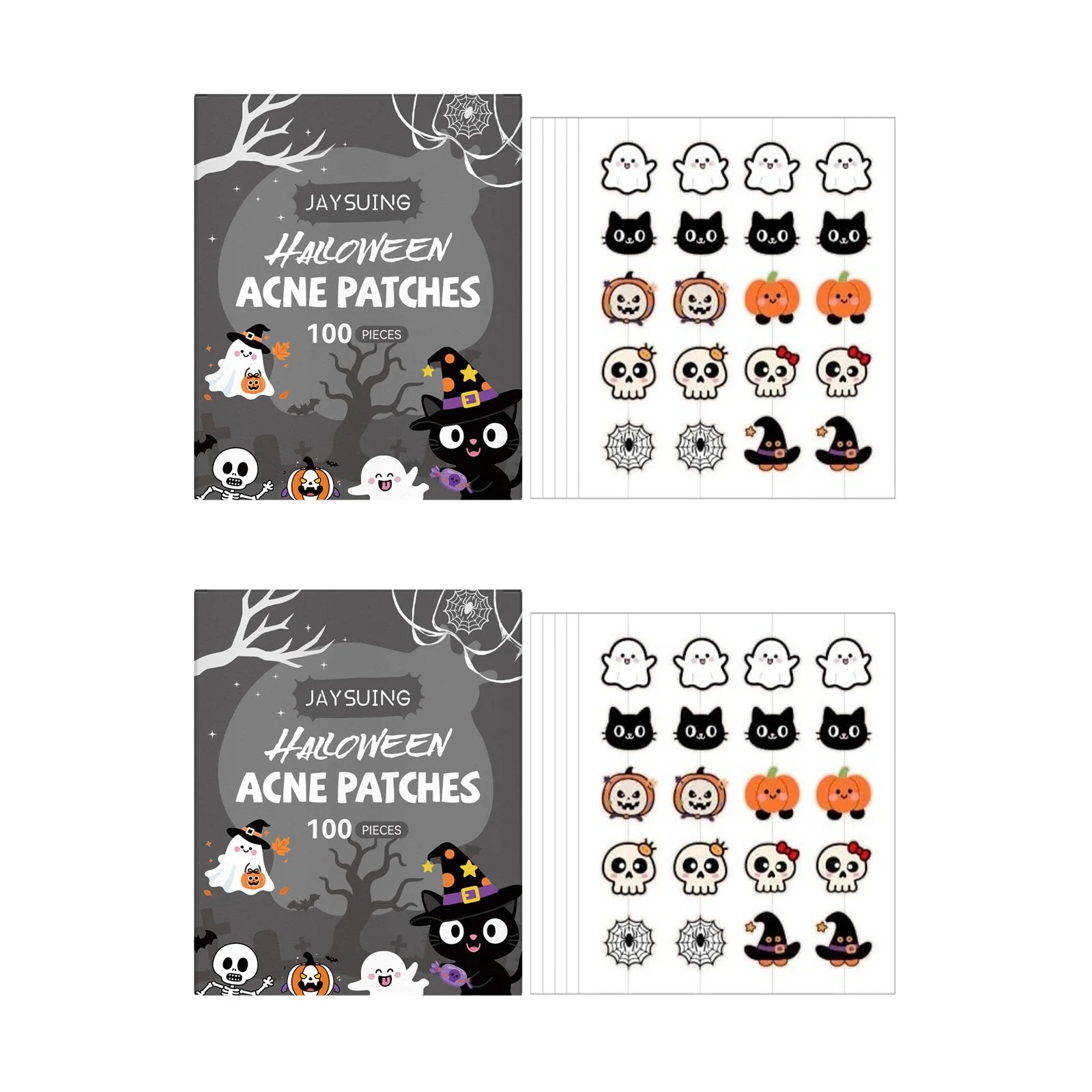 Halloween Acne Patches 100pc – Pumpkin & Bat Spot Covers Acne Spot Patches Oasis Select 2 x 100pcs Boxed