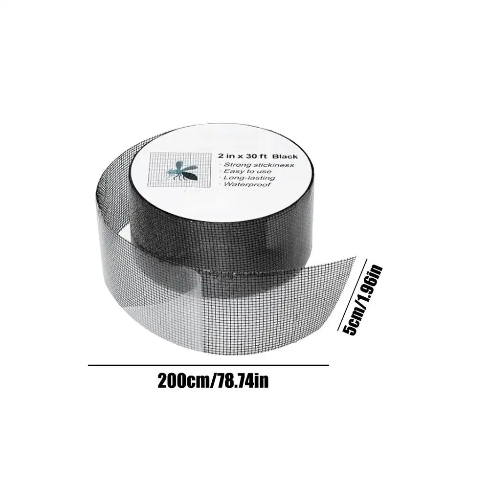 Window Screen Repair Tape Strong Adhesive Cuttable Universal Screen Window Mend Patches for Patio RV Camper Pool Railings Oasis Select Black 50mmX2 meters