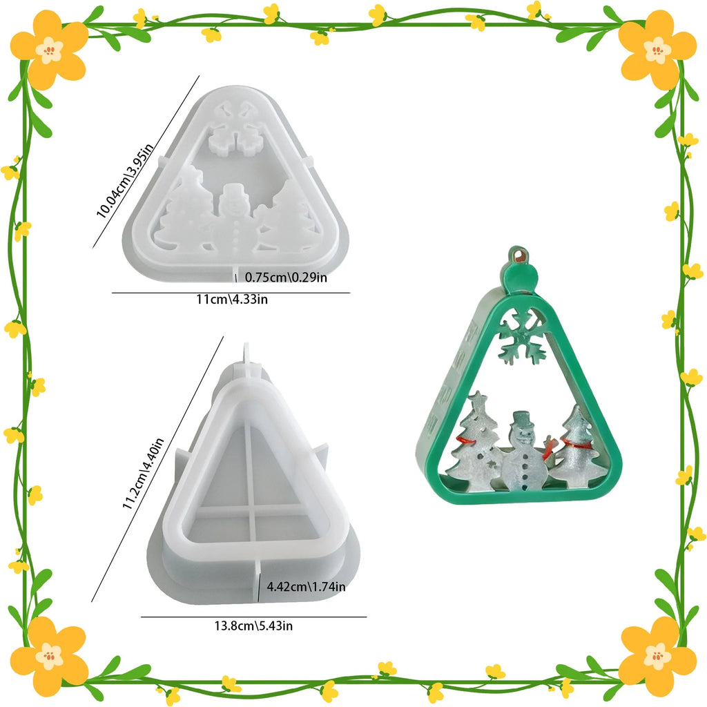 Christmas Triangle Candlestick Silicone Mold Santa Claus Snowman Tree Festival Resin Mould Mini Table Ornaments Home Decoration Oasis Select