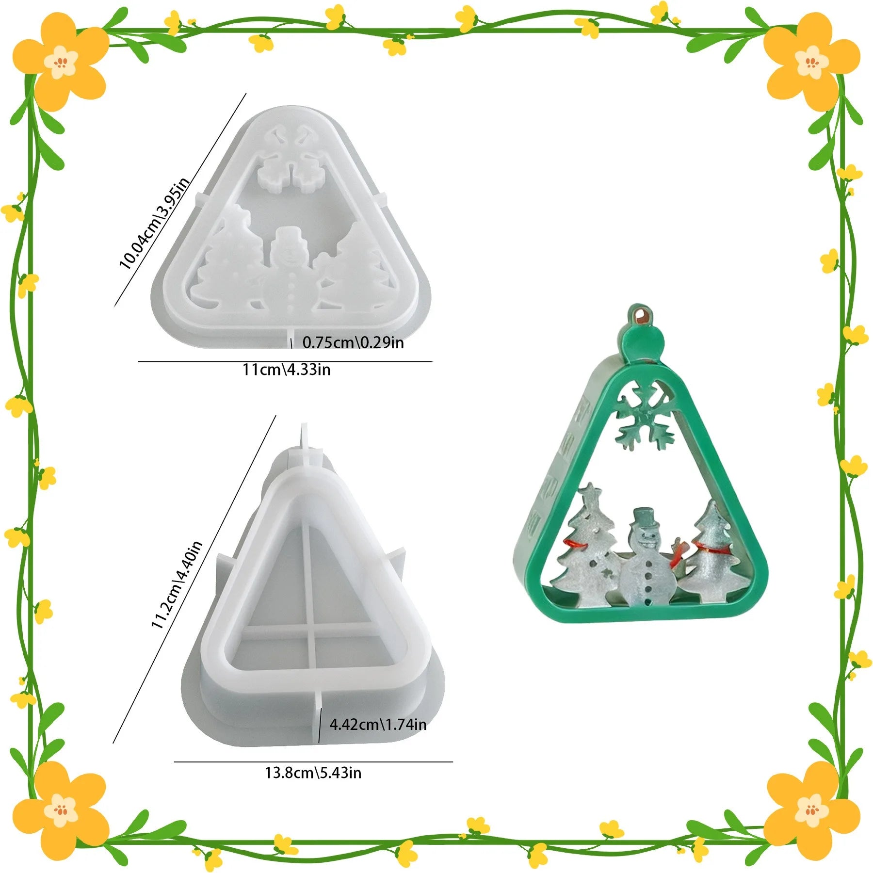 Christmas Triangle Candlestick Silicone Mold Santa Claus Snowman Tree Festival Resin Mould Mini Table Ornaments Home Decoration Oasis Select