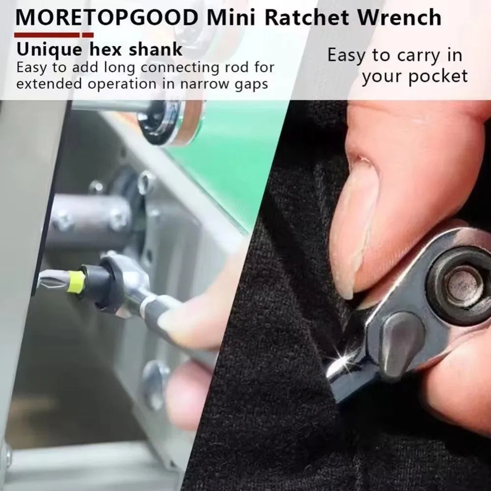 2-in-1 Hex Mini Ratchet Wrench Two-way High Precision Hex Bits Adapters Portable 1/4 Inch Drive Ratchet Adapter Oasis Select