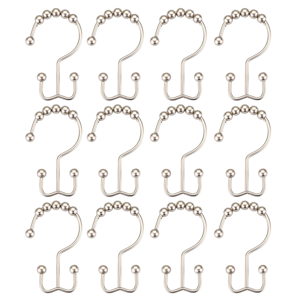 12-Pack Double-Sided Shower Curtain Hooks | Rustproof Stainless Steel