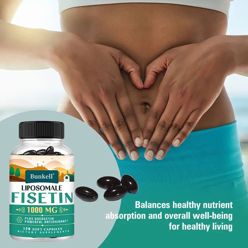 Liposomal Fisetin & Quercetin Capsules – Anti-Aging, Energy & Focus Antioxidant Supplement Oasis Select