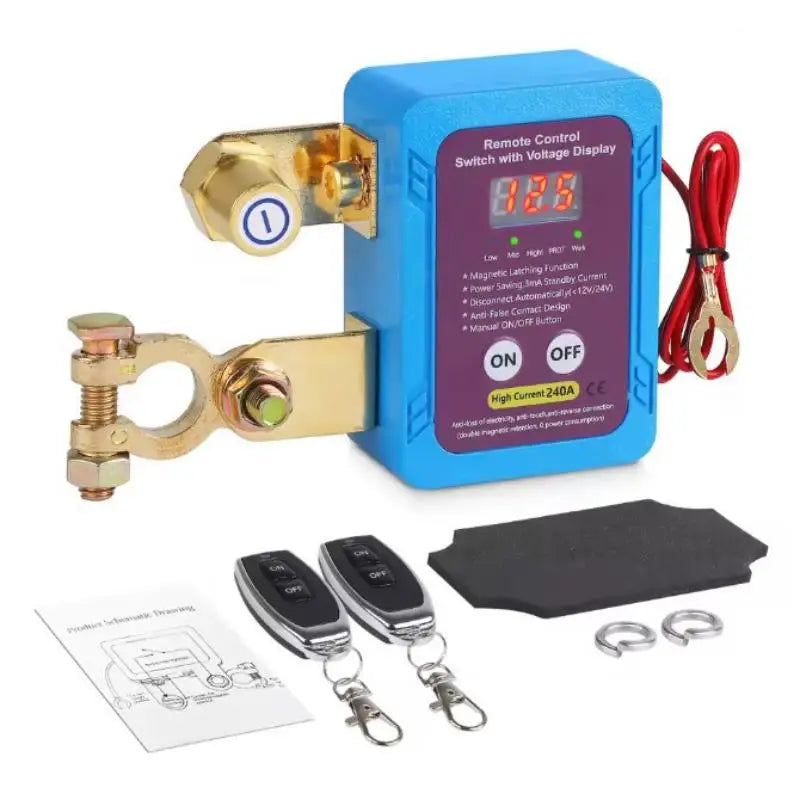 Remote Battery Disconnect 240A With LED Voltage Display Automatic Power Shut Off For Automobiles Oasis Select