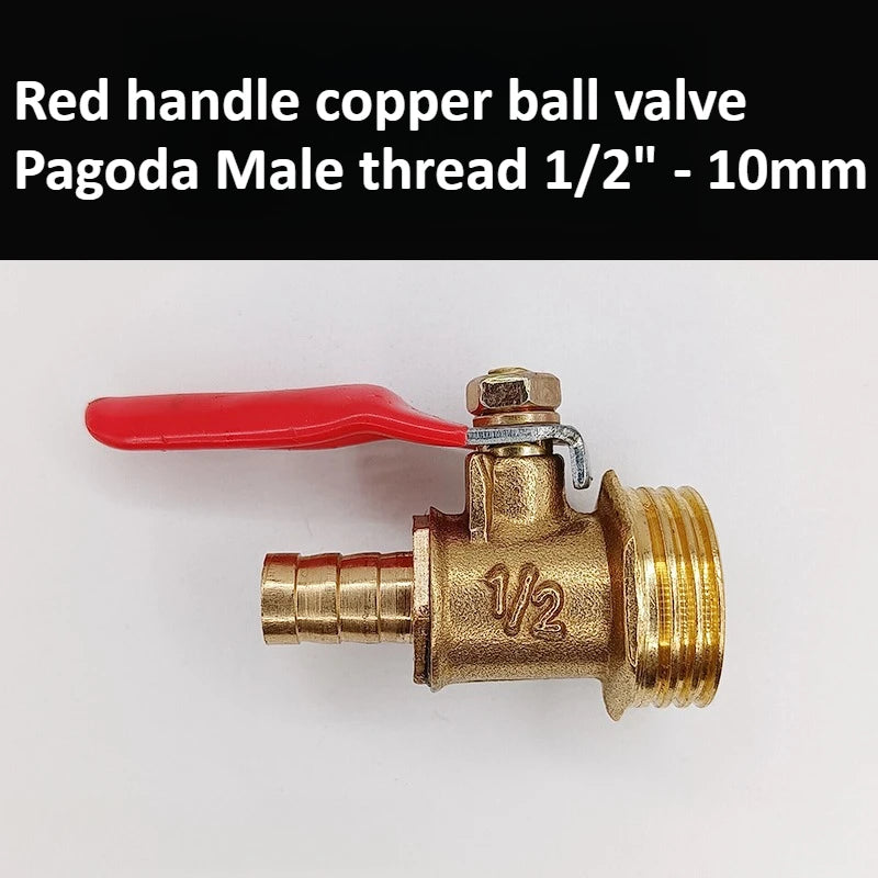 Brass Pagoda Ball Valve 1/2/3/4 Point Female and Male Threads 6/8/10/12mm Water, Oil, Gas, Fuel Pipe Accessories Oasis Select 1l2 Male - 10mm Pagoda