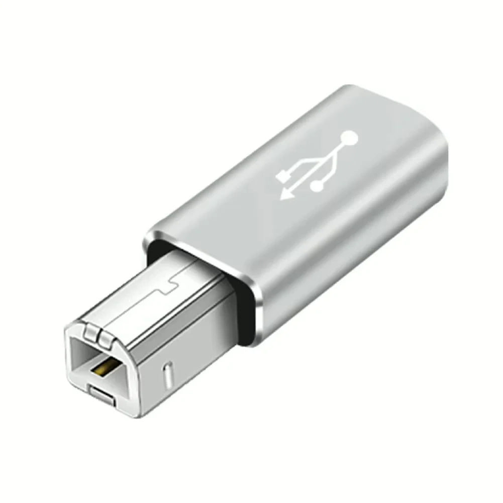 USB B Male to USB-C Female Adapter – Printer & MIDI USB Adapter Oasis Select Type-C to B ZT Grey