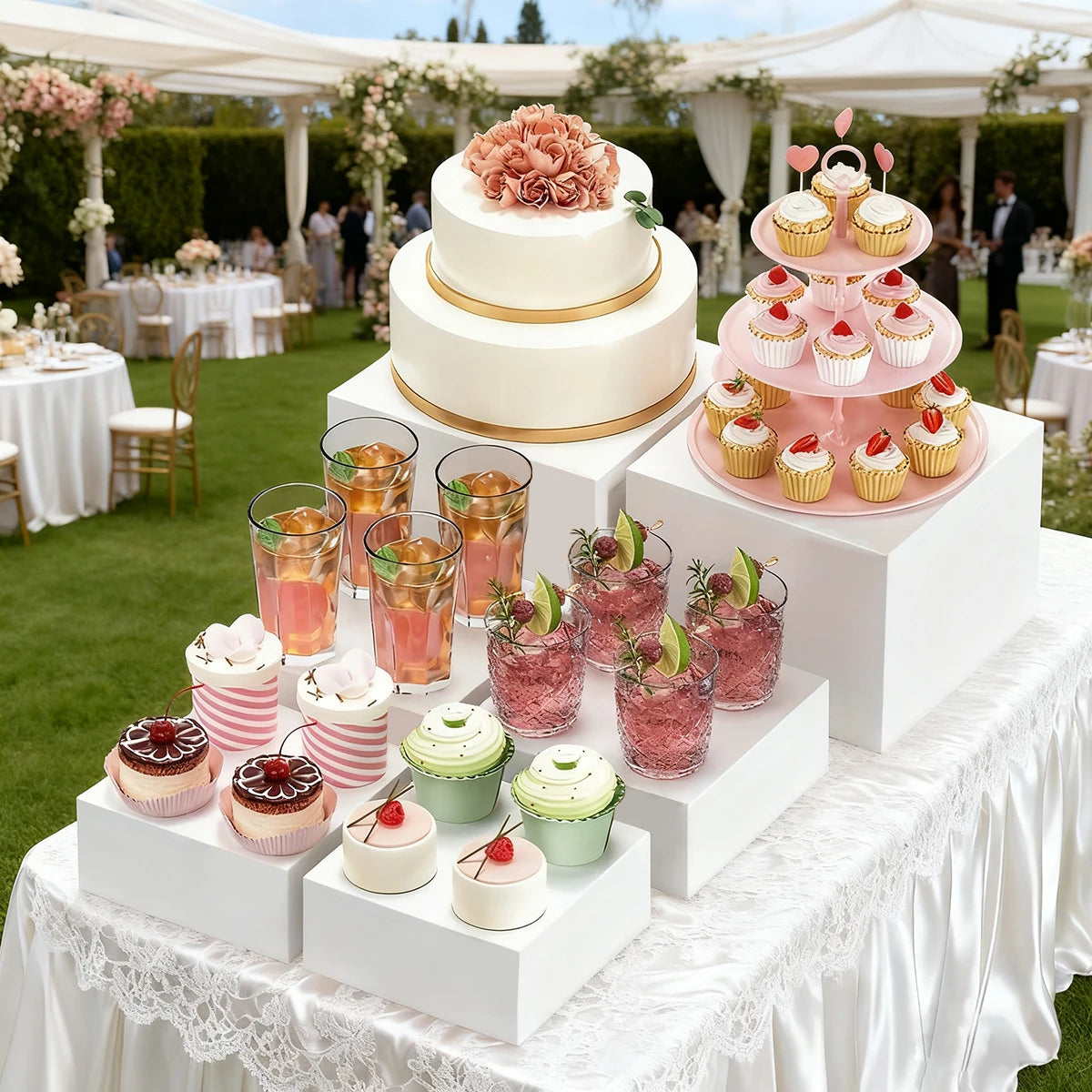3pcs/4pcs acrylic white/transparent cake dessert display stand stackable cake display box suitable for weddings and birthdays Oasis Select