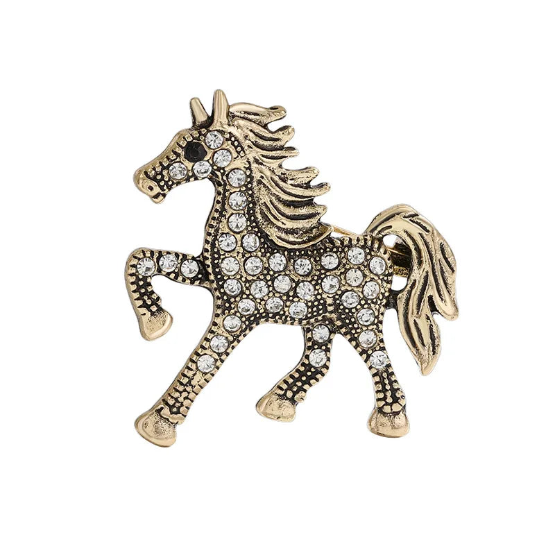 Fashion Rhinestone Horse Brooch for Women Men Zodiac Animal Brooches Lapel Pins Party New Year Jewelry Clothes Accessories Oasis Select Style 1