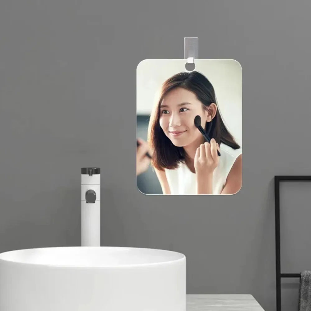 Bathroom Anti Fog Mirror Fogless Acrylic Shower Mirror with Wall Hook Portable Vanity Mirror for Men Shaving Women Makeup Travel Oasis Select